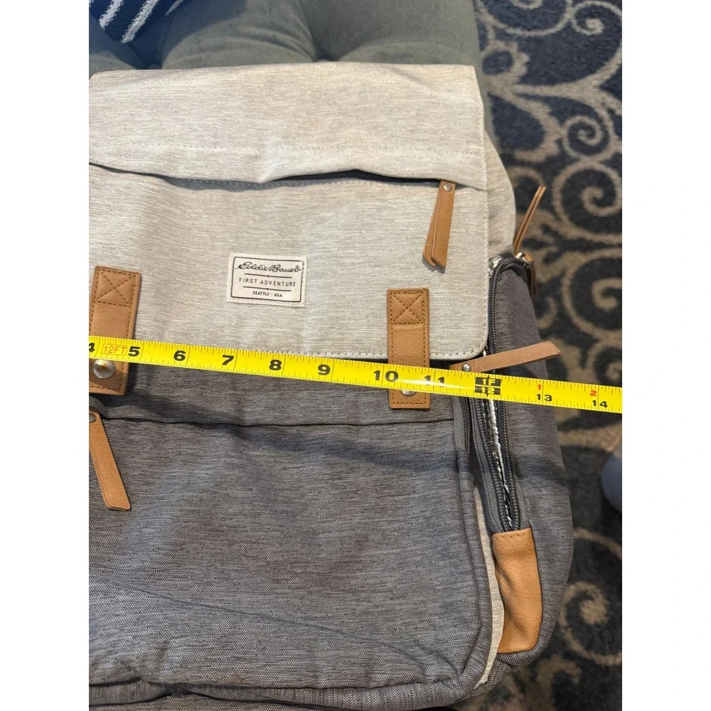 Eddie Bauer Diaper Bag Backpack Unisex Large Grey Good Insulated Wipes Pocket